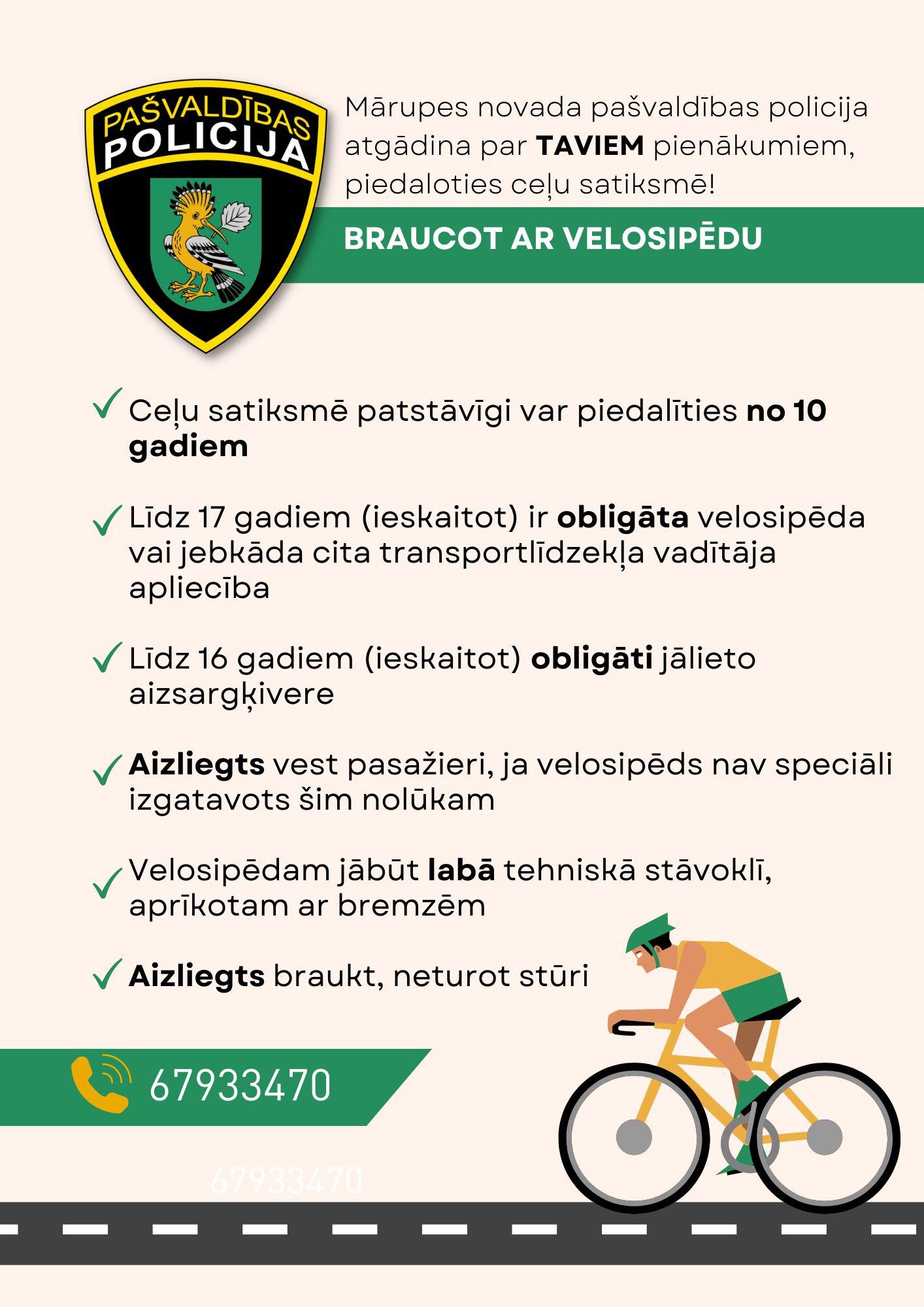 ceļu satiksmes noteikumi velosipēdistiem