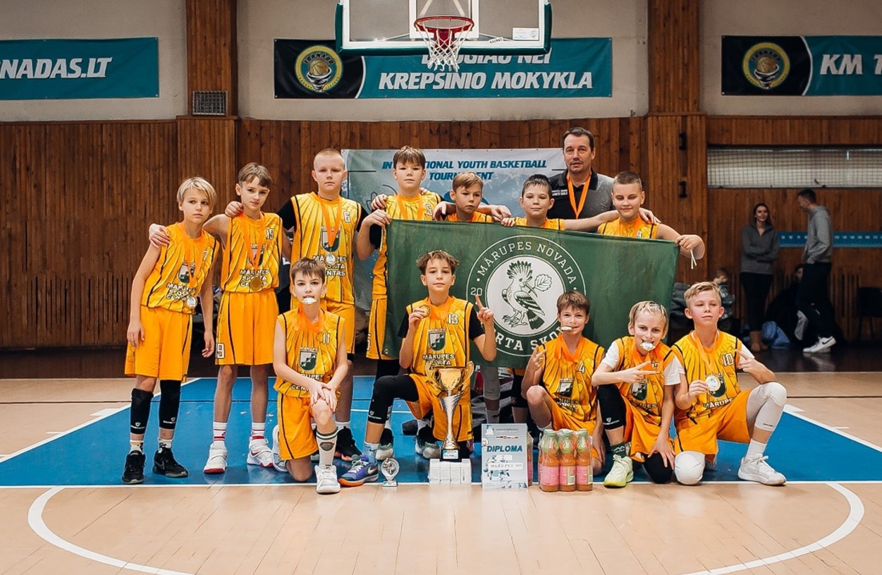 Basketbolisti dzeltenos kreklos