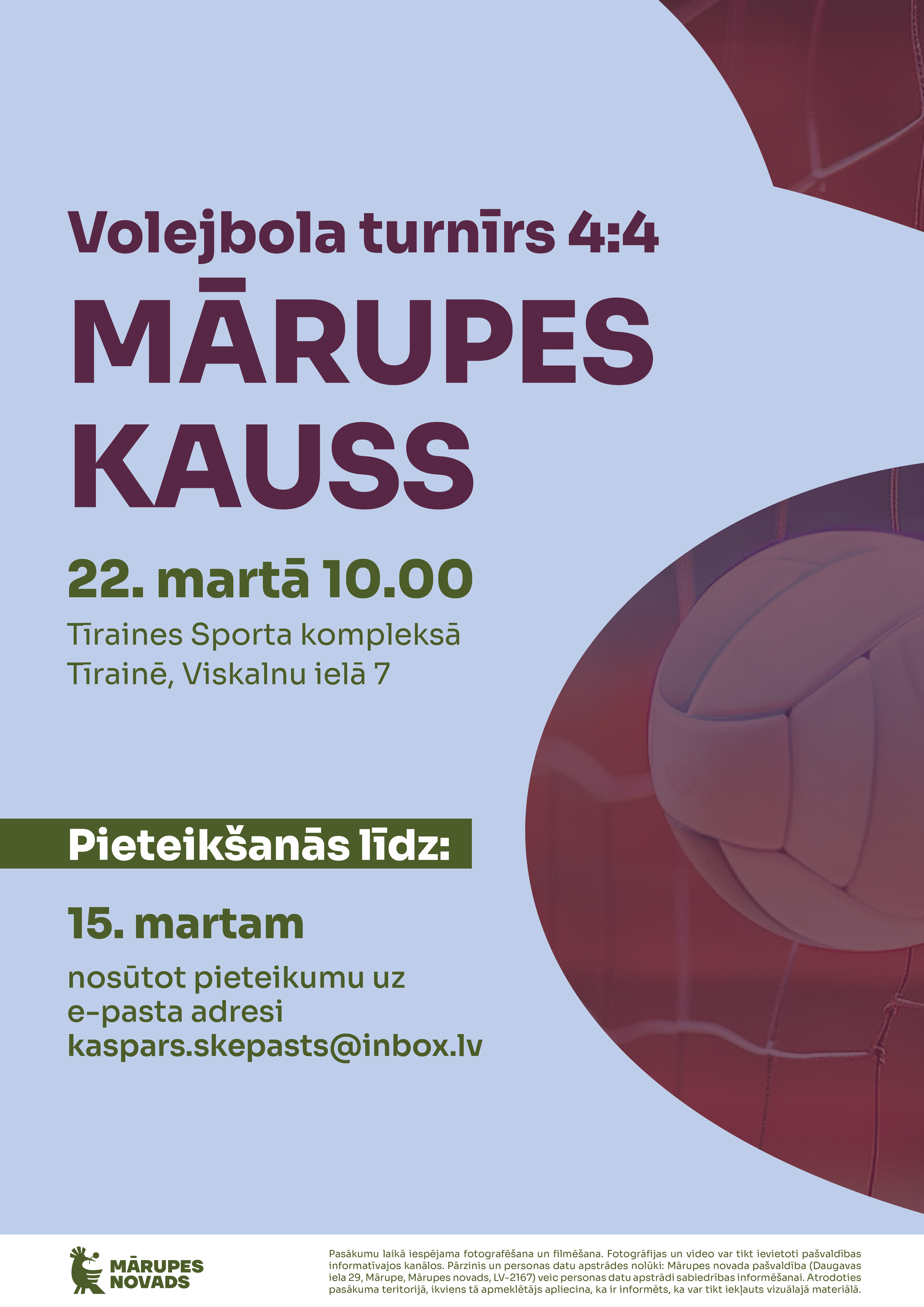 Afiša par volejbola turnīru Mārupes kauss