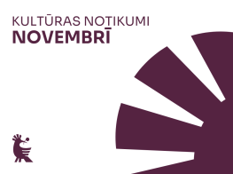 Balts fons ar bordo krāsas elementiem un tekstu par pasākumiem novembrī