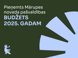 Tumši zaļš fons ar gaiši zilu grafiku un tekstu par 2025. gada budžetu