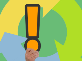 Krāsains fons ar izsaukuma zīmi uzmanības pievēršanai