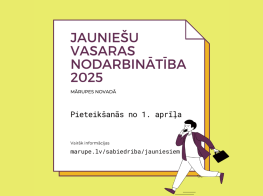 Dzelteni zaļš fons ar grafiku un tekstu par jauniešu nodarbinātību