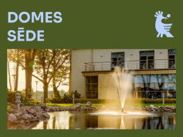 Domes ēka ar tekstu "Domes sēde"